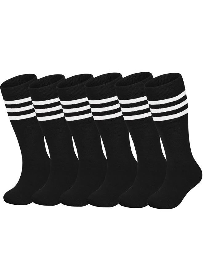 ENBAOHUI 3 Pairs Toddler Soccer Socks Kids Soccer Socks Girls Boys Baby Knee Socks Kids Boys Socks Toddler Kids Tube Socks Black - Image 1
