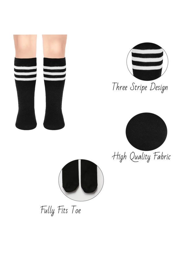 ENBAOHUI 3 Pairs Toddler Soccer Socks Kids Soccer Socks Girls Boys Baby Knee Socks Kids Boys Socks Toddler Kids Tube Socks Black - Image 5