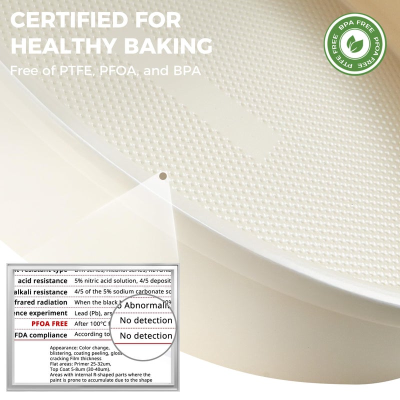 HONGBAKE Nonstick Ceramic 9 Inch Round Cake Pan Set of 2, Heavy-Duty Aluminized Steel round cake pans with Diamond Texture, Non-Toxic Cake Molds, Cake Pans Sets for Baking Cheesecake, Cream - Image 2