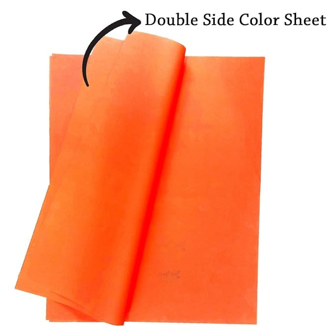 SEJASCOLLECTIONS | Pack of 10 | Orange, Bright, A1, BIG / FULL Size, Pastel Sheets/ Chart Paper, Used in art and craft, collage, projects, posters etc. Plain / Unrulled, Size: 70x56 centimeters, 200 GSM thickness. - Image 4