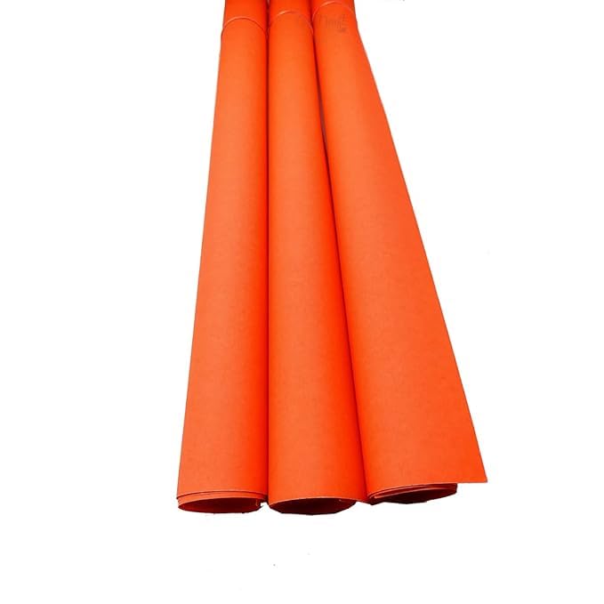 SEJASCOLLECTIONS | Pack of 10 | Orange, Bright, A1, BIG / FULL Size, Pastel Sheets/ Chart Paper, Used in art and craft, collage, projects, posters etc. Plain / Unrulled, Size: 70x56 centimeters, 200 GSM thickness. - Image 1