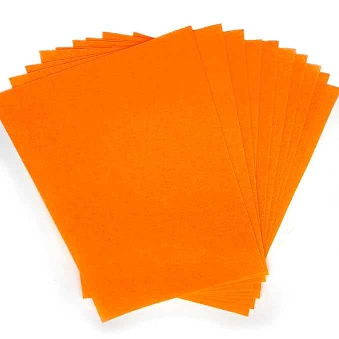 SEJASCOLLECTIONS | Pack of 10 | Orange, Bright, A1, BIG / FULL Size, Pastel Sheets/ Chart Paper, Used in art and craft, collage, projects, posters etc. Plain / Unrulled, Size: 70x56 centimeters, 200 GSM thickness. - Image 2