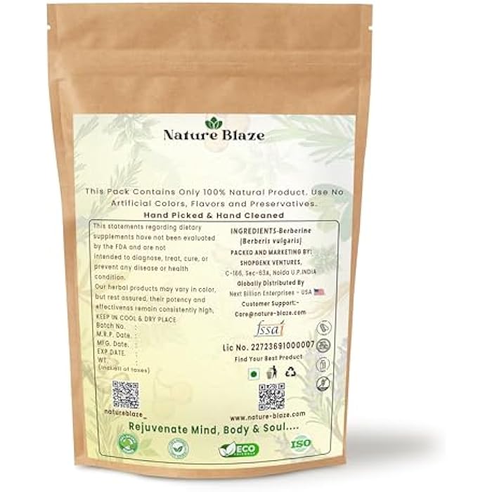 Nature Blaze Berberine Extract Powder 4 Oz (114 Gm / 0.25 bl) - Image 2