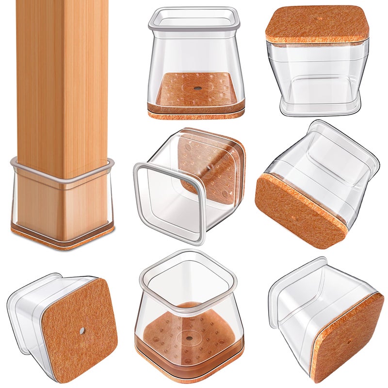 Rusido Chair Leg Floor Protectors Square, Silicone Chair Leg Protectors for Hardwood Floors, Furniture Leg Pads Caps Covers Protect Wooden Floors from Scratching 20 Pcs Large (Fit:1-1/16" to 1-5/8") - Image 1