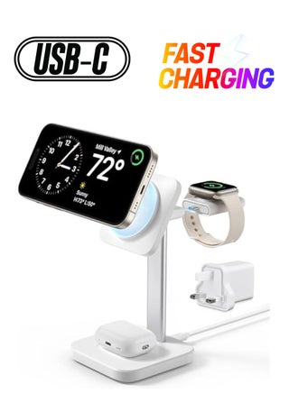 3-in-1 Wireless Charger Stand with MagSafe, Removable Made for Apple Watch Certified Charger, MagSafe Charging Station, Magnetic Charger, iPhone 15/14/13/12 Series, AirPods Pro/3/2, White - pzsku/Z6022D0EACBB115CF0E89Z/45/_/1738266768/ba3924f8-1a3c-4a5a-86ab-63b23b689055