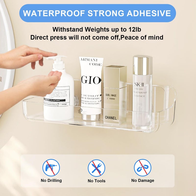 Diesisa 2pc Plastic Wall Mount Organizer  Adhesive Shelf  Bathroom Shelves for Wall  Self Adhesive Organizer  No Drilling Hang Walls with Self Adhesive Tape  for Bathroom  Kitchen  Living Room - Image 2