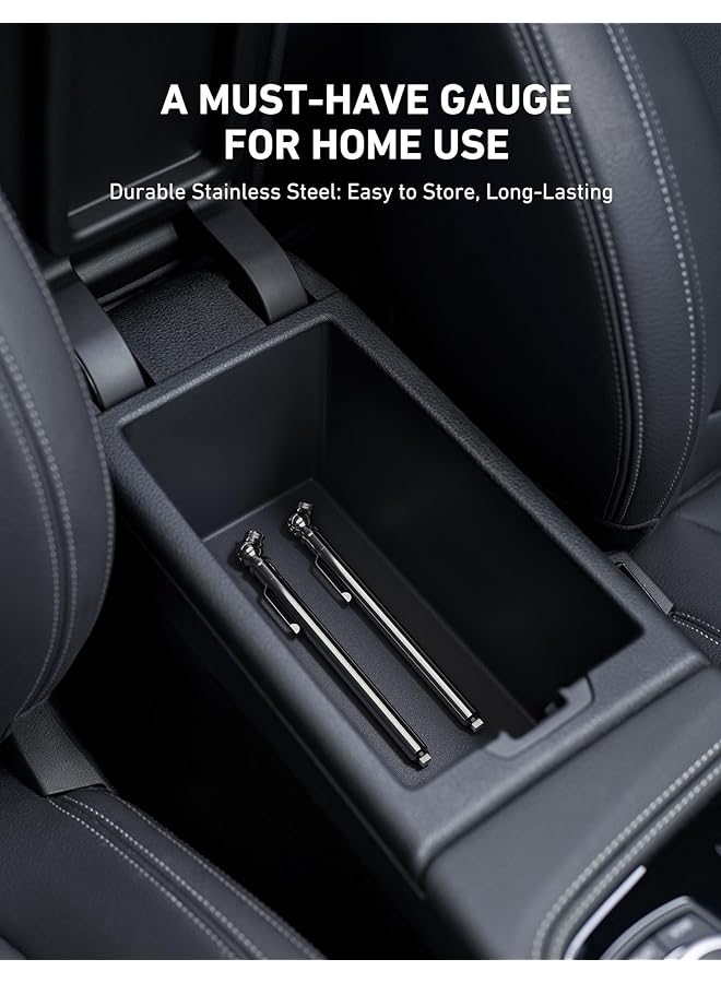 Astroai Pencil Tire Pressure Gauge 2 Pack (10-75Psi, ±2% Span), Air Pressure Gauge For Tires, Stainless Steel Body, And Metal Made Nozzle 3 Measurements For Cars, Bikes, Vehicles - Image 5