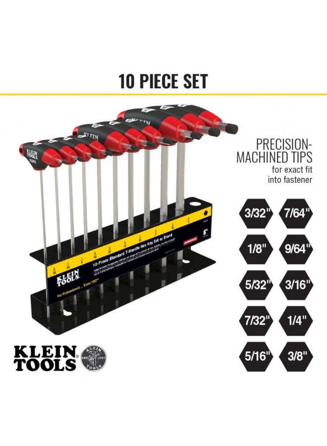 Klein Tools JTH610E T-Handle Hex Key Set, SAE Inch Sizes Allen Wrench Set with 6-Inch Blades, Stand Included, 10-Piece - Image 3