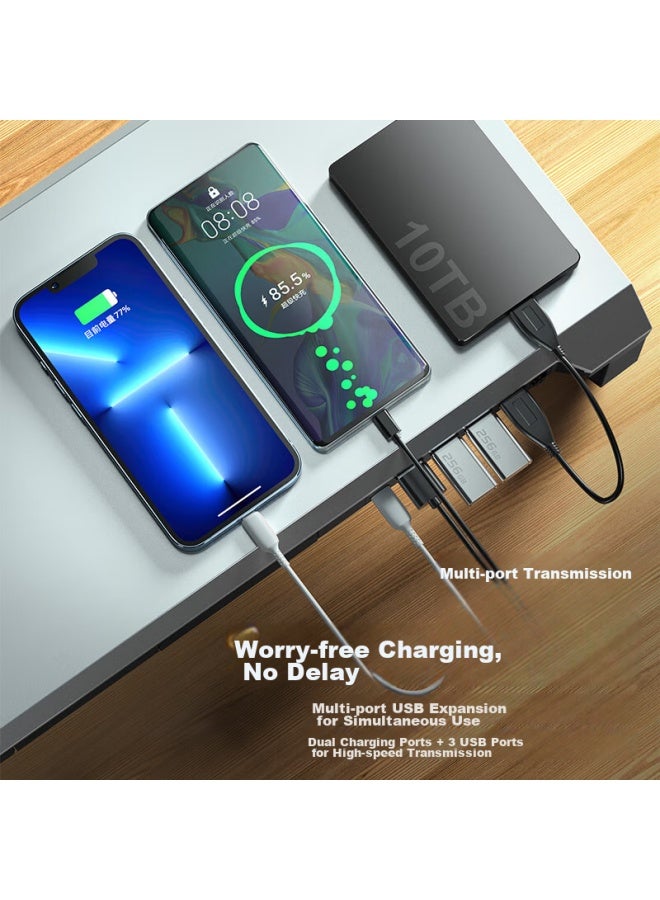 ICE COOREL Kurei Bingzun T2 Monitor Riser Stand, Usb3.0 Expansion, Computer Desk Stand, Desktop Keyboard Storage Rack, Laptop Aluminum Alloy Stand With Pd Fast Charging, Rgb Lights - Image 3