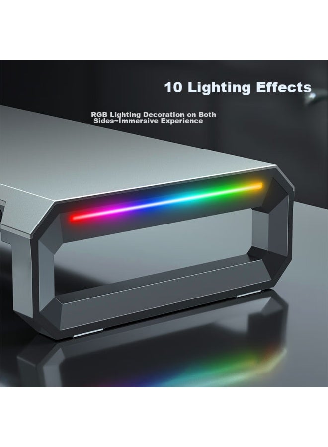 ICE COOREL Kurei Bingzun T2 Monitor Riser Stand, Usb3.0 Expansion, Computer Desk Stand, Desktop Keyboard Storage Rack, Laptop Aluminum Alloy Stand With Pd Fast Charging, Rgb Lights - Image 5