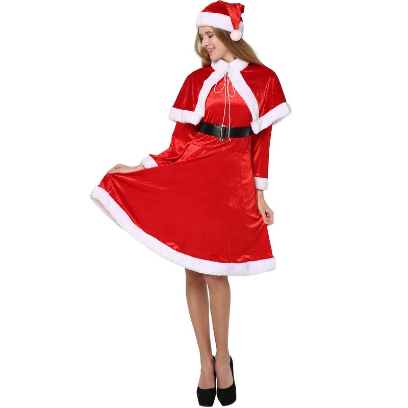 EraSpooky Women's Sweet Miss Santa Claus Outfit Christmas Fancy Dress Costume (One Size) - Image 3