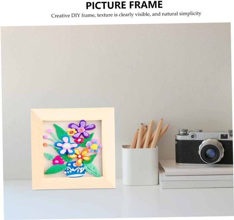 5pcs 12x12cm Unfinished Wood Photo Frames Wooden Clay Picture Frames for 3-dimensional Painting Crafts Pine Wood Light Color Decorative for Artwork Display - Image 3