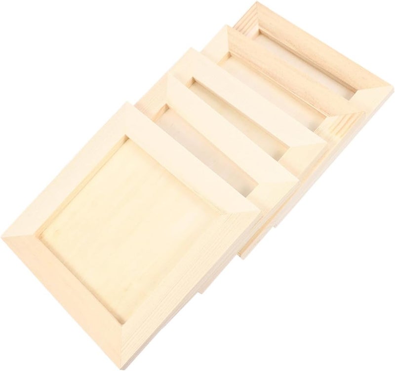 5pcs 12x12cm Unfinished Wood Photo Frames Wooden Clay Picture Frames for 3-dimensional Painting Crafts Pine Wood Light Color Decorative for Artwork Display - Image 1