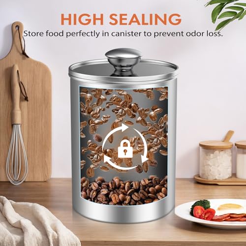 ENLOY Stainless Steel Food Storage Container Set of 3, 88/61/29 oz with Clear Glass Lids - Ideal for Coffee, Tea, Sugar, Flour Canisters - Image 4