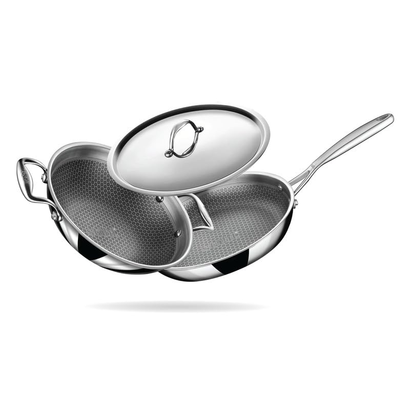 Stahl Artisan Hybrid 3 Piece Triply Stainless Steel Cookware Set | Kadhai 24cm + Fry Pan 24cm + Stainless Steel Lid | Induction & Gas Compatible | Non-Stick Honeycomb Hybrid Cookware Combo - Image 1