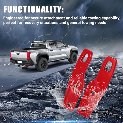Fenglesha Rear Tow Hooks Compatible with Toyota Tacoma 2024 2025 2026, Red Left and Right - Image 3