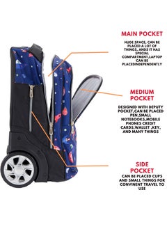 Wires 3 Piece Kids School Trolley Bag laptop compartment 2 Wheels With Lunch bag & Pencil Case  - Image 4