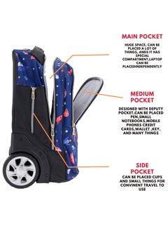 Wires 3 Piece Kids School Trolley Bag laptop compartment 2 Wheels With Lunch bag & Pencil Case  - Image 2