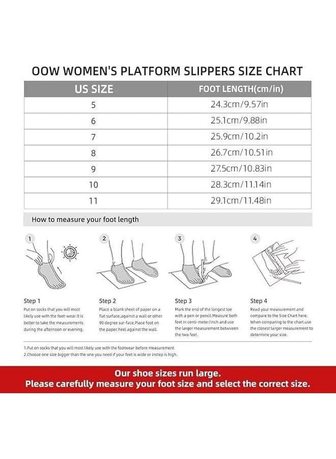 OOW Fuzzy Platform Slippers for Women Cozy Womens Platform Slippers Winter House Slippers for Women Indoor and Outdoor Black, 39 EU - Image 3