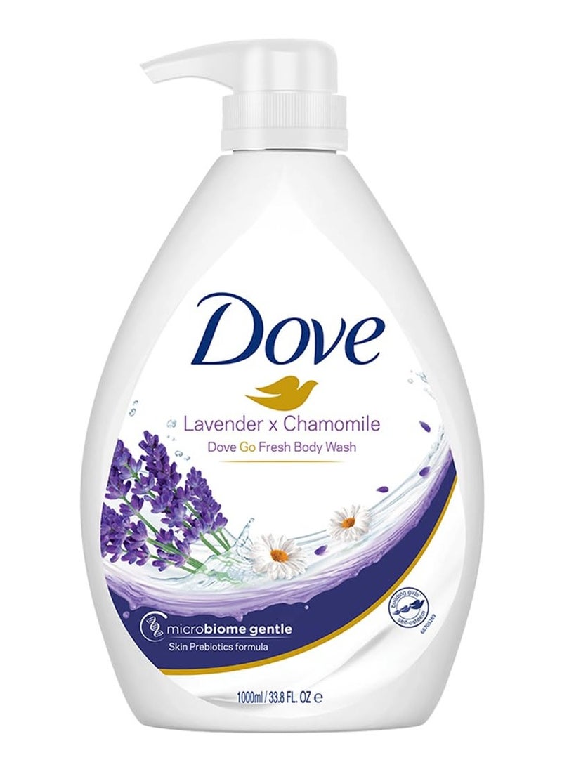 دوف زجاجة مضخة غسول الجسم جو فريش من دوف باللافندر والبابونج مع رائحة زهور مريحة، منظف لطيف ومعتدل للجسم لبشرة مغذية وناعمة، قفل رطوبة 24 ساعة، 1 لتر - Image 1