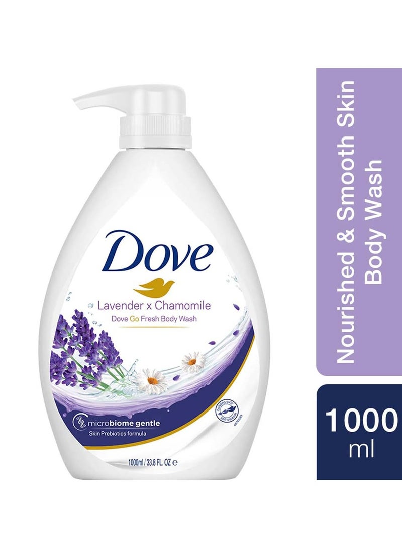 دوف زجاجة مضخة غسول الجسم جو فريش من دوف باللافندر والبابونج مع رائحة زهور مريحة، منظف لطيف ومعتدل للجسم لبشرة مغذية وناعمة، قفل رطوبة 24 ساعة، 1 لتر - Image 2