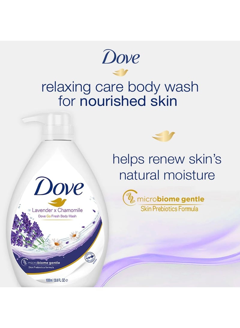دوف زجاجة مضخة غسول الجسم جو فريش من دوف باللافندر والبابونج مع رائحة زهور مريحة، منظف لطيف ومعتدل للجسم لبشرة مغذية وناعمة، قفل رطوبة 24 ساعة، 1 لتر - Image 3