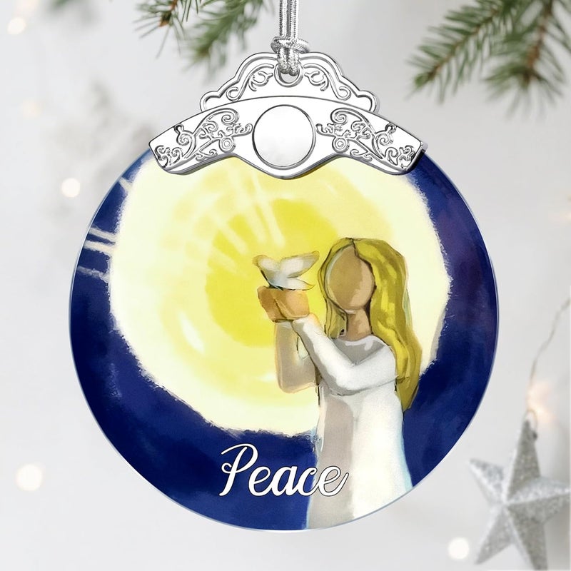 Jocidea Stained Glass Ornament, Peace Angel Christmas Ornaments, Christmas Decorations for Tree, Holiday Ornament, Holiday Party Gifts, Gift Ideas & Xmas Gift - Peace Angel - Image 1