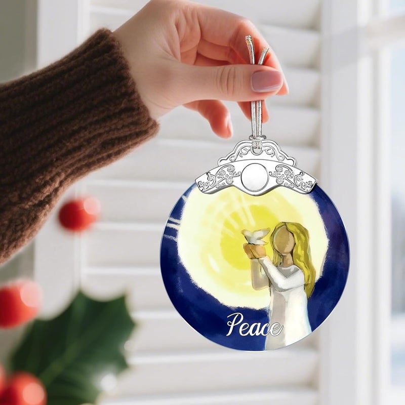 Jocidea Stained Glass Ornament, Peace Angel Christmas Ornaments, Christmas Decorations for Tree, Holiday Ornament, Holiday Party Gifts, Gift Ideas & Xmas Gift - Peace Angel - Image 2