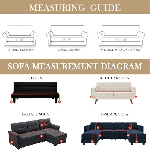 HANDONTIME Khaki Couch Covers for Sectional Sofa L Shape Cute Loveseat Covers Dog Cover Covers, Sofa Covers for 3 Cushion Couch Chenille Sofa Slipcover Soft Sofa Cover for Sectional Sofa, 71" X118" - Image 3