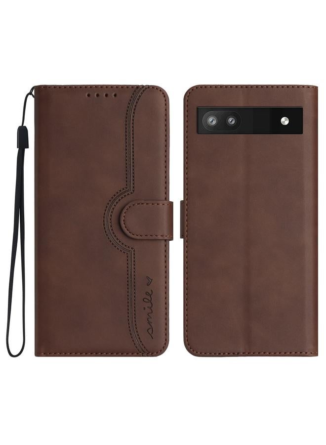 زبون جراب لهاتف Google Pixel 6a، جراب هاتف جلدي بنمط قلب - Image 1