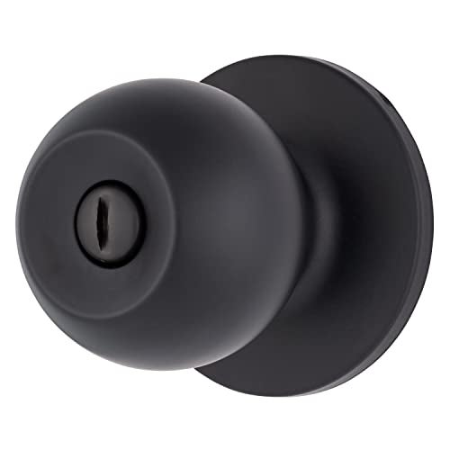 BRINKS Transitional Privacy Door Knob - Matte Black Exterior Door Lock Set, Seamlessly Blends with Interior Décor, 1 Pack - Image 1