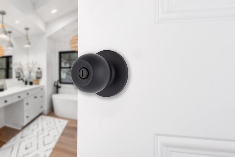 BRINKS Transitional Privacy Door Knob - Matte Black Exterior Door Lock Set, Seamlessly Blends with Interior Décor, 1 Pack - Image 2
