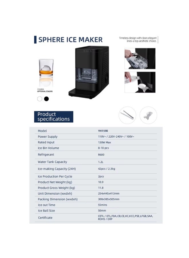 50mm Spherical Ice Maker Electric Ice Ball Maker Machine Ice Cube Whisky Drinking Bar Ice Making Machine - Image 2