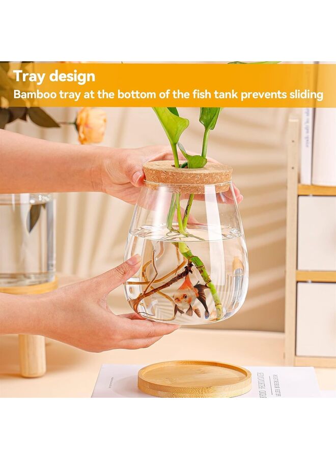 Betta Fish Tank - Mini Bowls for Beta Fish, Aquaponic Fish Tank Clear Hydroponic Plant Terrarium for Promoted Ecosphere Aquatic Ecosystem -Drop-Shaped (Size : 1000ml) - Image 2