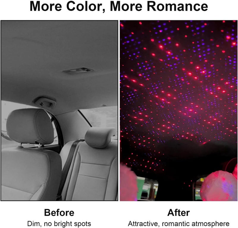 LEDCARE USB Star Night Lights Projector LEDCARE Sound Activated 3 Modes 2 in 1 Interior Car Roof Lamp Adjustable Romantic Portable LED Lights for Car Ceiling Bedroom Decoration Red Purple - Image 4