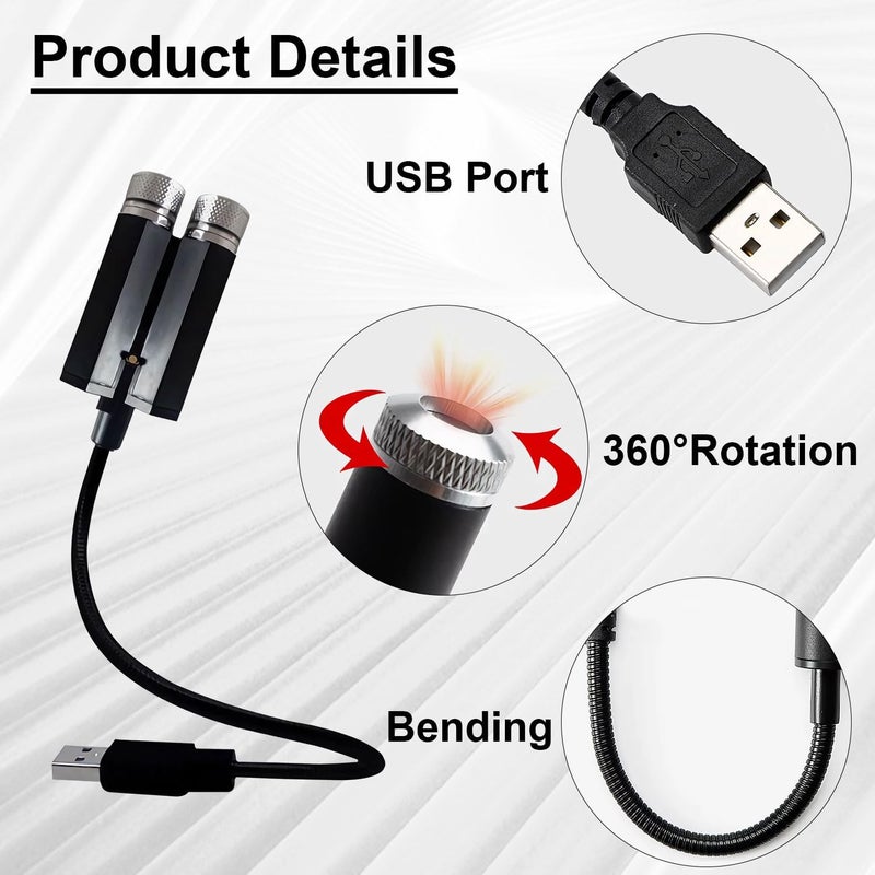 LEDCARE USB Star Night Lights Projector LEDCARE Sound Activated 3 Modes 2 in 1 Interior Car Roof Lamp Adjustable Romantic Portable LED Lights for Car Ceiling Bedroom Decoration Red Purple - Image 5