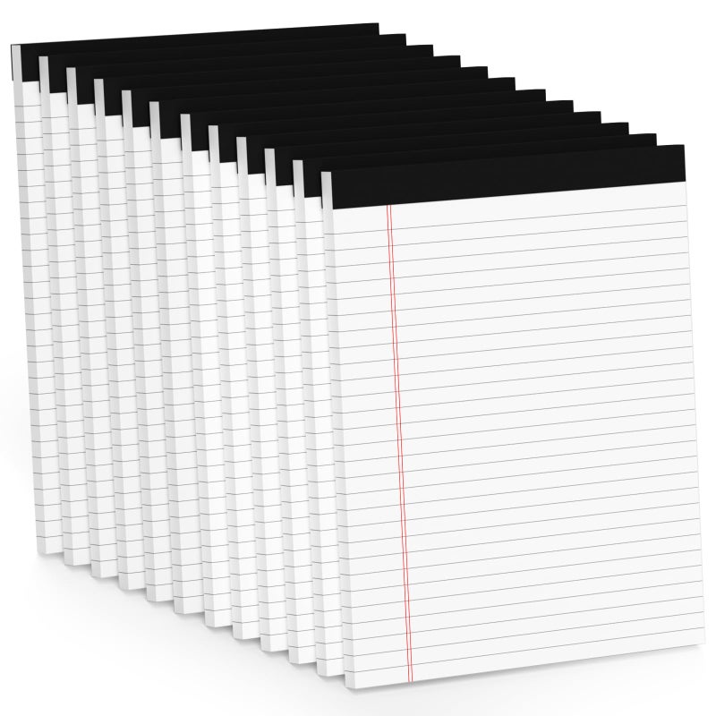 Aidunmis 12 Pack Note Pads 8.5 x 11 White Legal Pads 8.5 x 11 Wide Ruled Lined Writing Pads Legal Notepads Legal Ruled White Lined Paper Pads 8.5 x 11 Inch 30 Sheets Per Writing Pad for School, Office, Home - Image 1