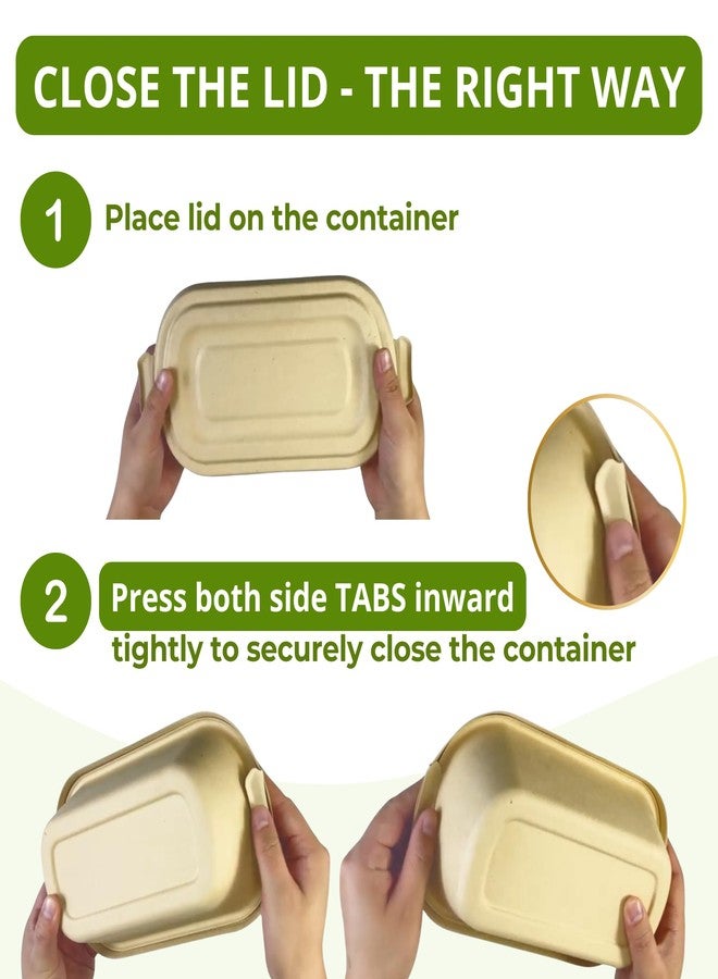 Enviro Safe Home 37 Oz Bamboo Disposable Food Containers, 50 Pack - Heavy Duty, Microwavable, Oven Safe - Perfect For Meal Prep, Salads, Lunch, To Go Food - Biodegradable (Brown) - Image 3