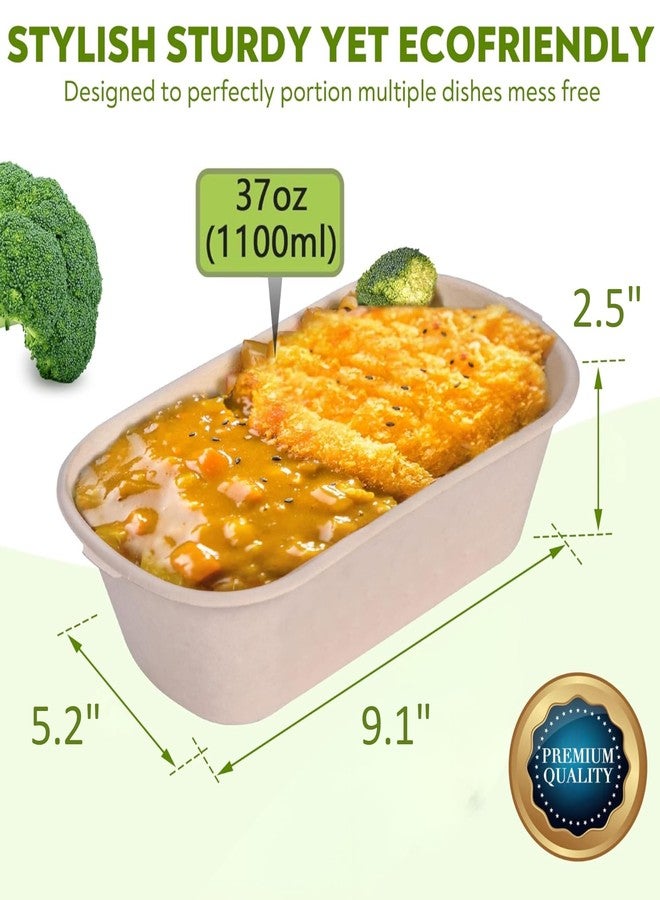 Enviro Safe Home 37 Oz Bamboo Disposable Food Containers, 50 Pack - Heavy Duty, Microwavable, Oven Safe - Perfect For Meal Prep, Salads, Lunch, To Go Food - Biodegradable (Brown) - Image 4