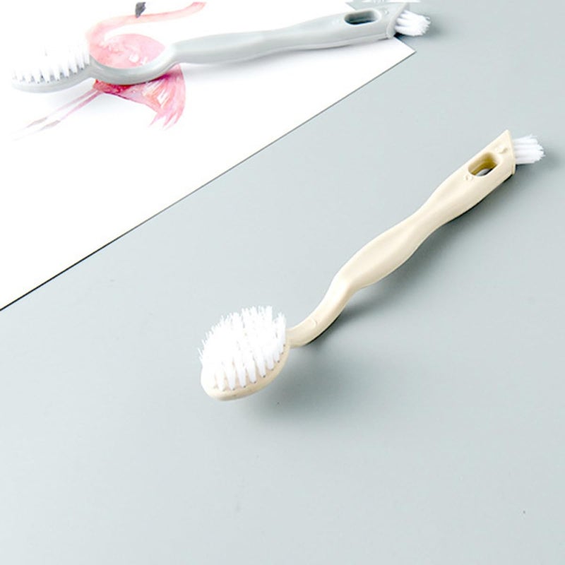 2Pcs Long Handle Soft Bristle Shoe and Laundry Brush Grey Beige Household Cleaning Tool - Image 4