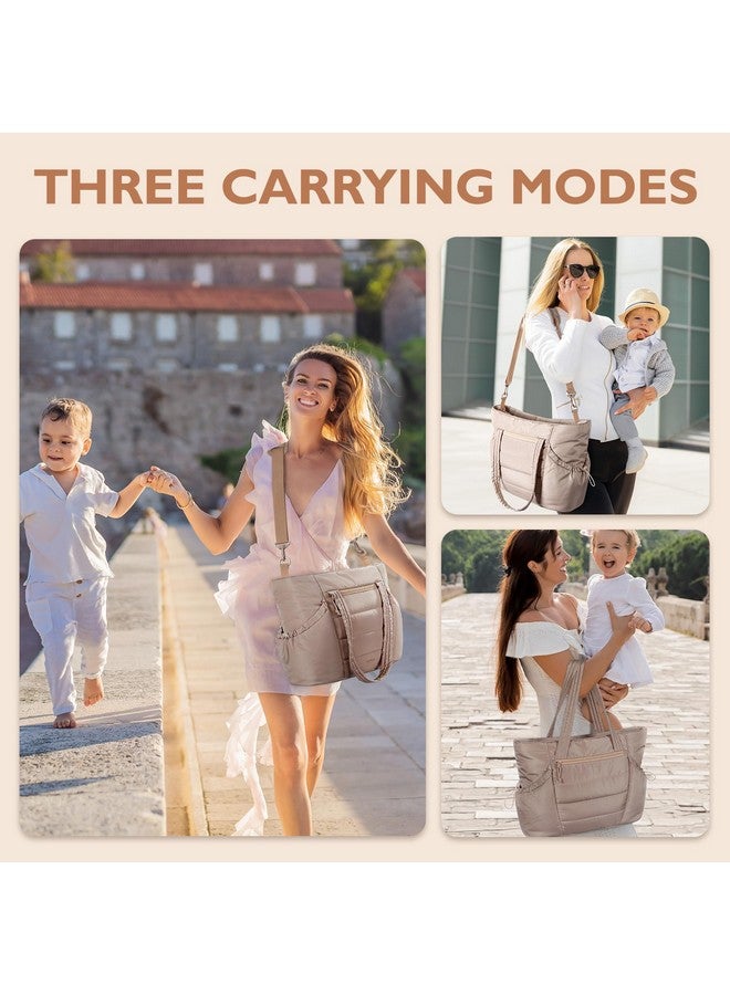 mommore Diaper Bag Tote with Stroller Organizer Puffer Bag Large Capacity Baby Bag 3 Pcs with Changing Pad for Travel, Hospital - Image 2