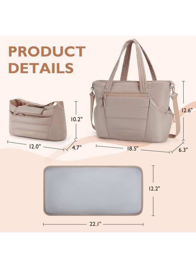 mommore Diaper Bag Tote with Stroller Organizer Puffer Bag Large Capacity Baby Bag 3 Pcs with Changing Pad for Travel, Hospital - Image 5