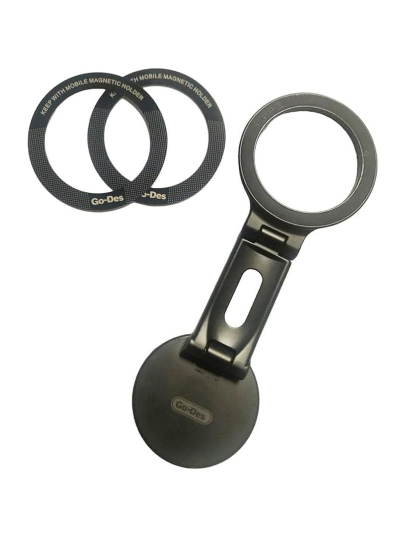 GO-DES GD-HD218 Magnetic Mobile Holder for Car – Strong Magnetic Grip, 360° Rotation, Easy One-Hand Operation, Compatible with Most Smartphones, Sleek Black Design, Durable and Compact for Safe Driving - Image 2