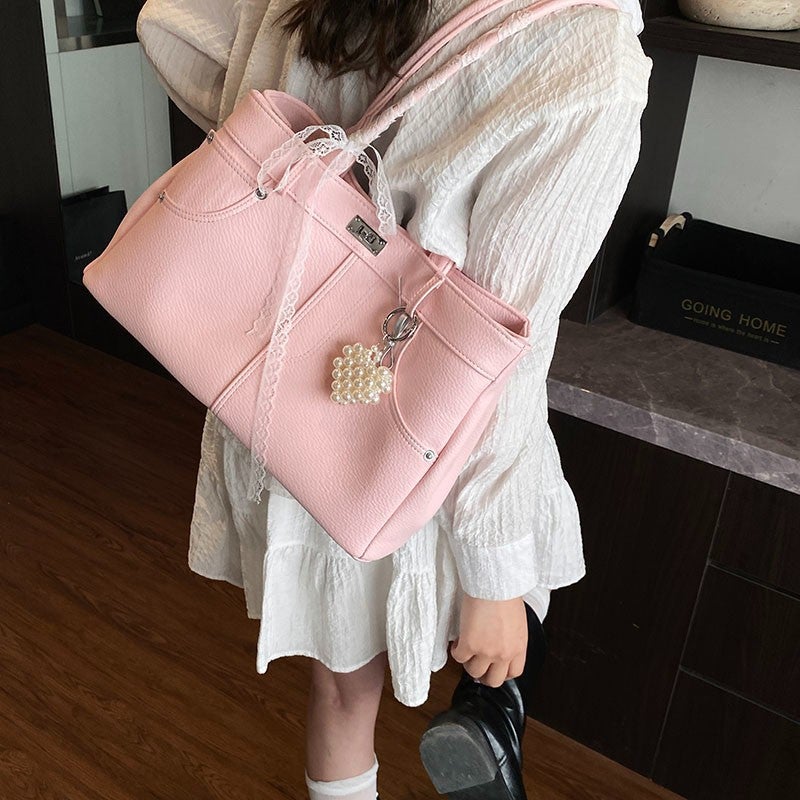 New Large Capacity Spring Fashionable Women'S Shoulder Bag Solid Color Tote Bag Square Bag High-End Travel Underarm Bag - Image 2