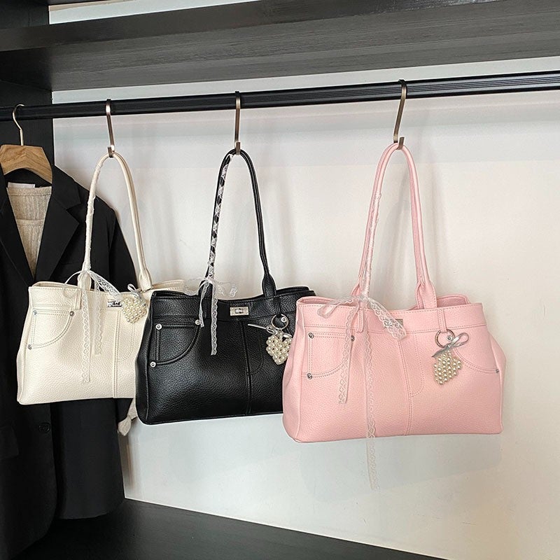 New Large Capacity Spring Fashionable Women'S Shoulder Bag Solid Color Tote Bag Square Bag High-End Travel Underarm Bag - Image 5