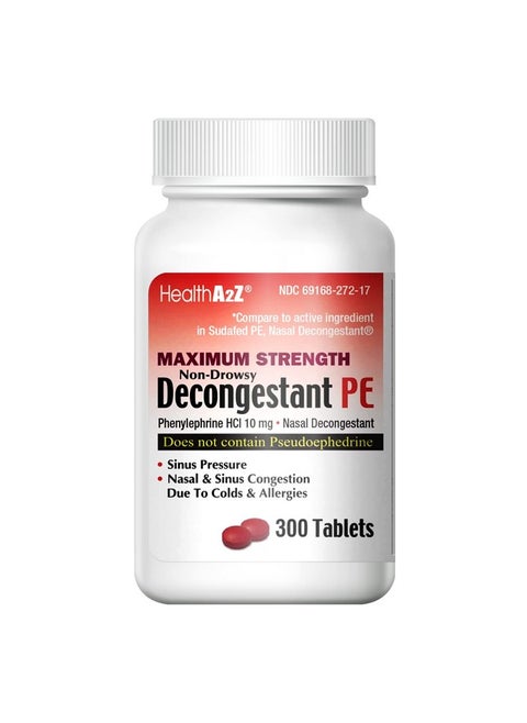 ® Decongestant Pe | Phenylephrine Hcl 10 Mg | Maximum Strength | Non-Drowsy Nasal & Sinus Congestion Relief Due To Cold & Allergies (300 Count (Pack Of 1))