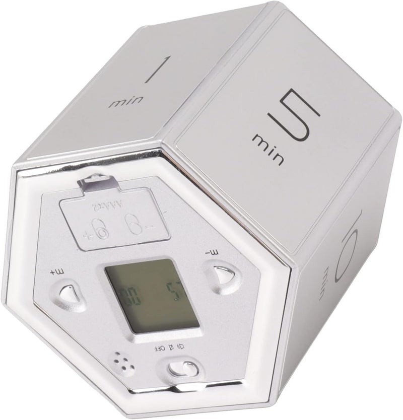 Generic Magnetic Cube Timer with Mute Alarm Function for Time Management, Perfect for Gaming Exercise Learning, 3.0x2.6x2.6in (Silver) - Image 4