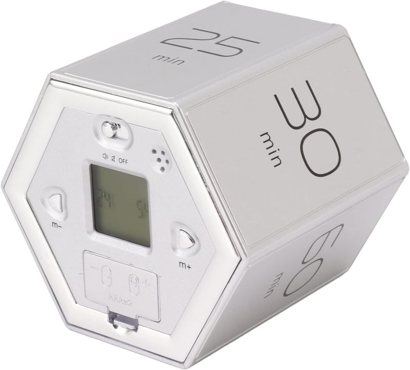 Generic Magnetic Cube Timer with Mute Alarm Function for Time Management, Perfect for Gaming Exercise Learning, 3.0x2.6x2.6in (Silver) - Image 1