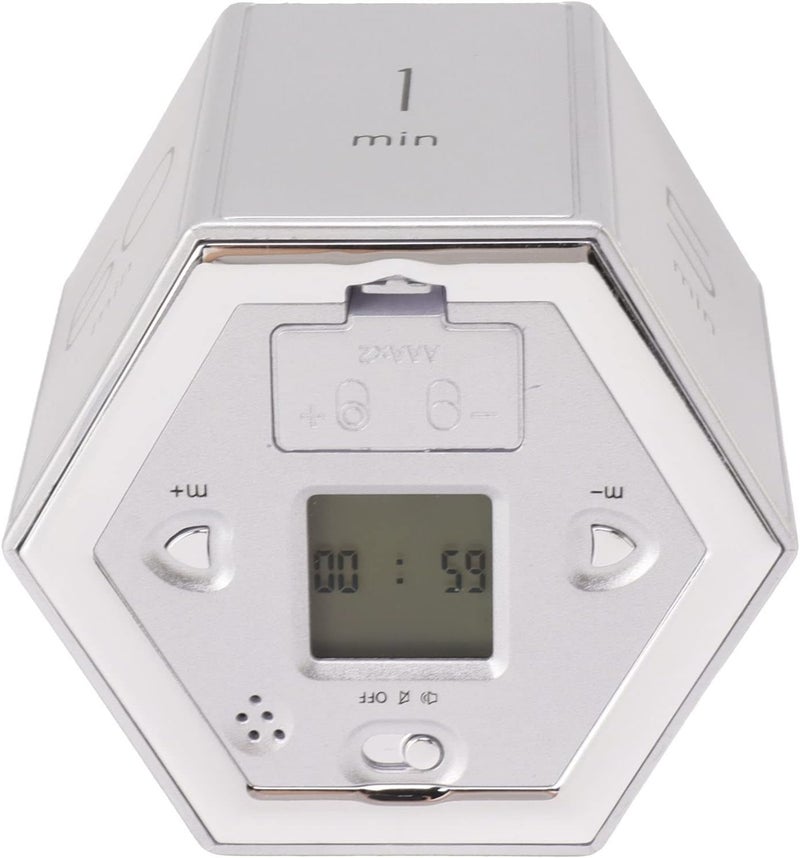Generic Magnetic Cube Timer with Mute Alarm Function for Time Management, Perfect for Gaming Exercise Learning, 3.0x2.6x2.6in (Silver) - Image 3