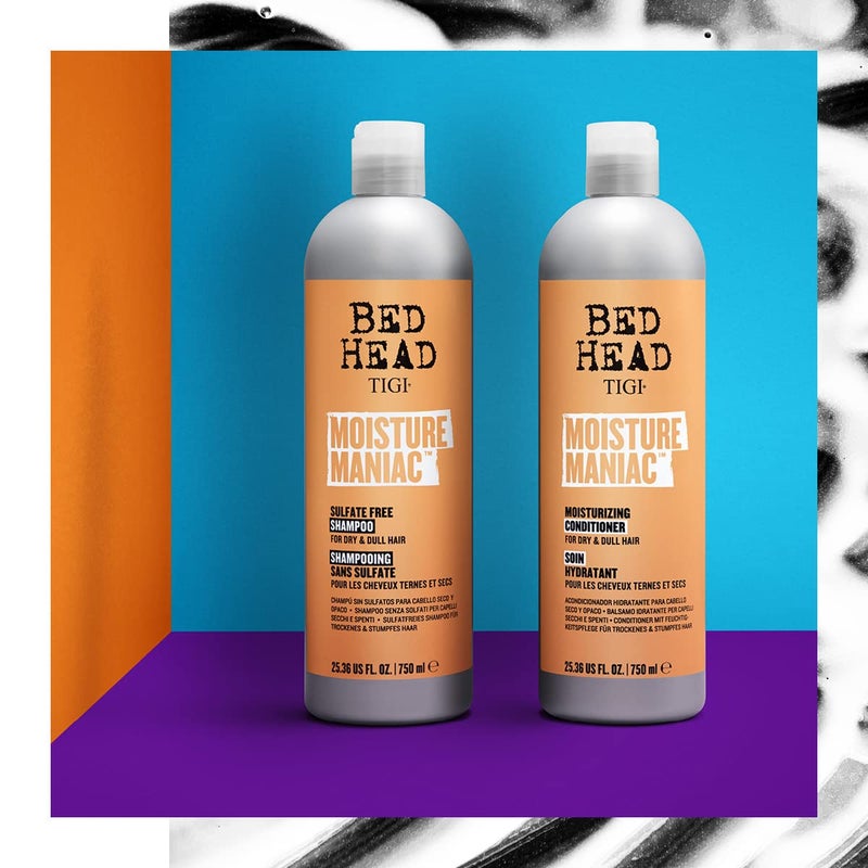 TIGI Bed Head Sulfate Free Shampoo and Conditioner Set for Dry Hair, Moisture Maniac Hair Care with Argan Oil, 25.36 fl oz, 2 Pack - Image 5
